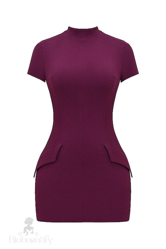 Margaux Linen Sheath Dress Wine Red / L