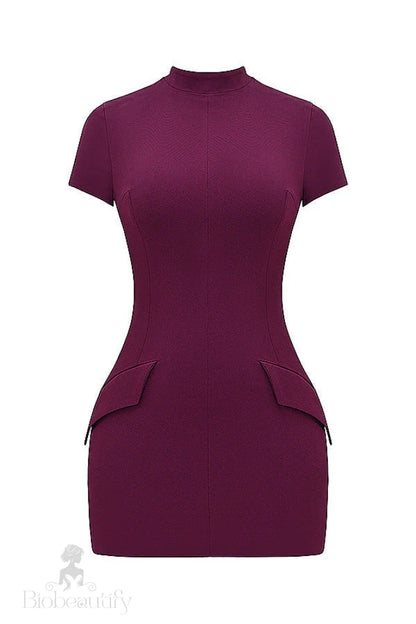 Margaux Linen Sheath Dress Wine Red / L