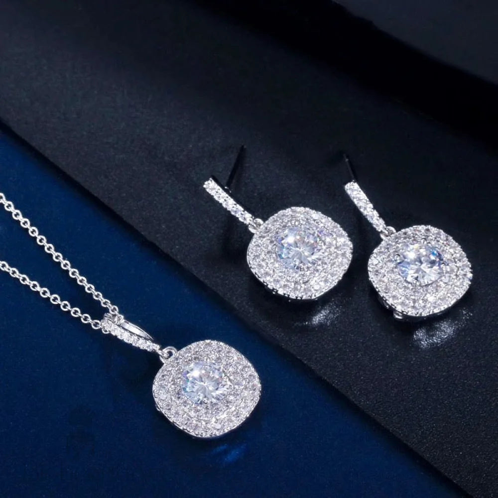 Margot Silver Cubic Zirconia Three-Piece Bridal Jewelry Set