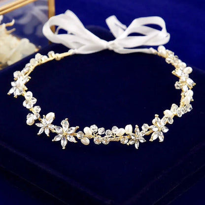 Wedding Hair Accessories - Crystal and Pearl Bridal Headband - Available in Gold and Silver