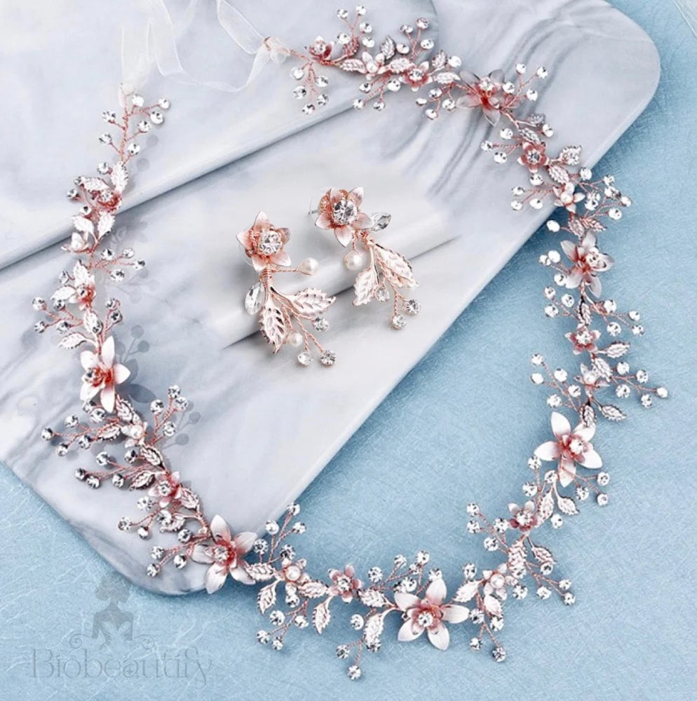 Maribel Bohemian Rose Gold Bridal Sash