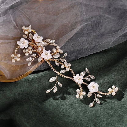 Marigold Gold Ceramic Floral Hair Clip For Brides