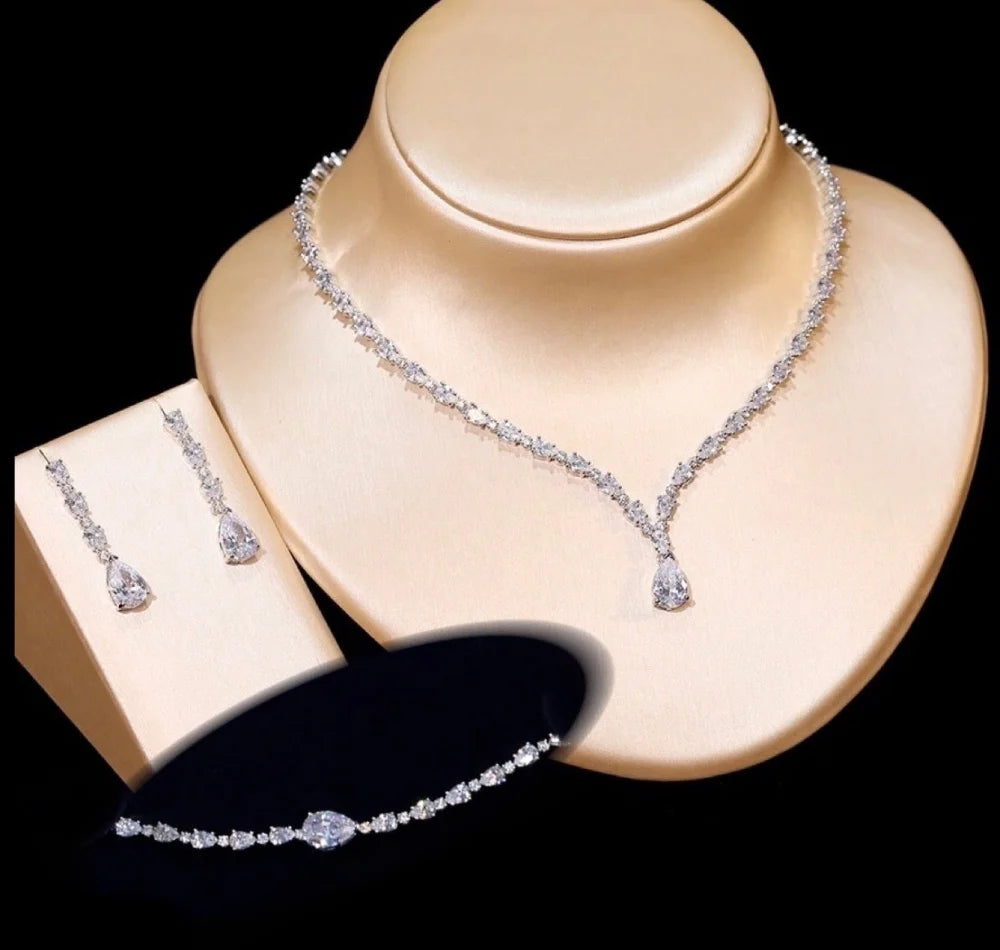 Marion Silver Cubic Zirconia Three-Piece Bridal Jewelry Set