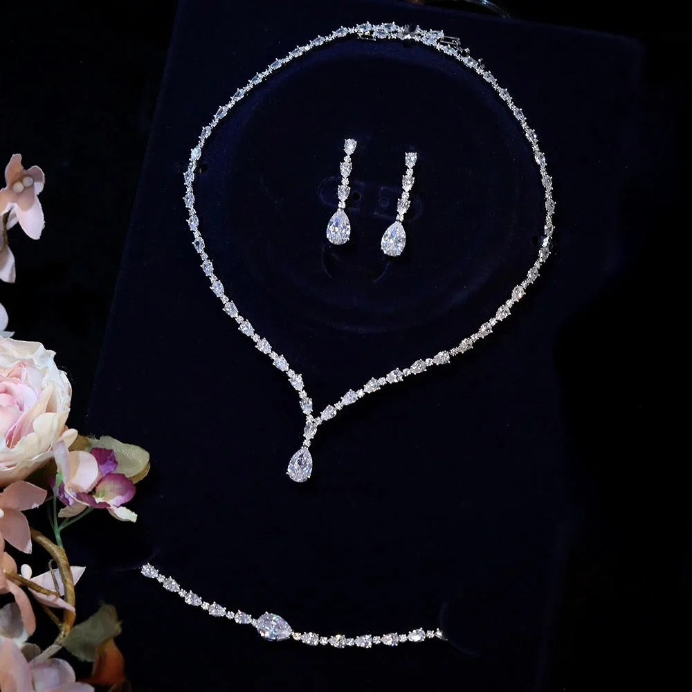 Marion Silver Cubic Zirconia Three-Piece Bridal Jewelry Set