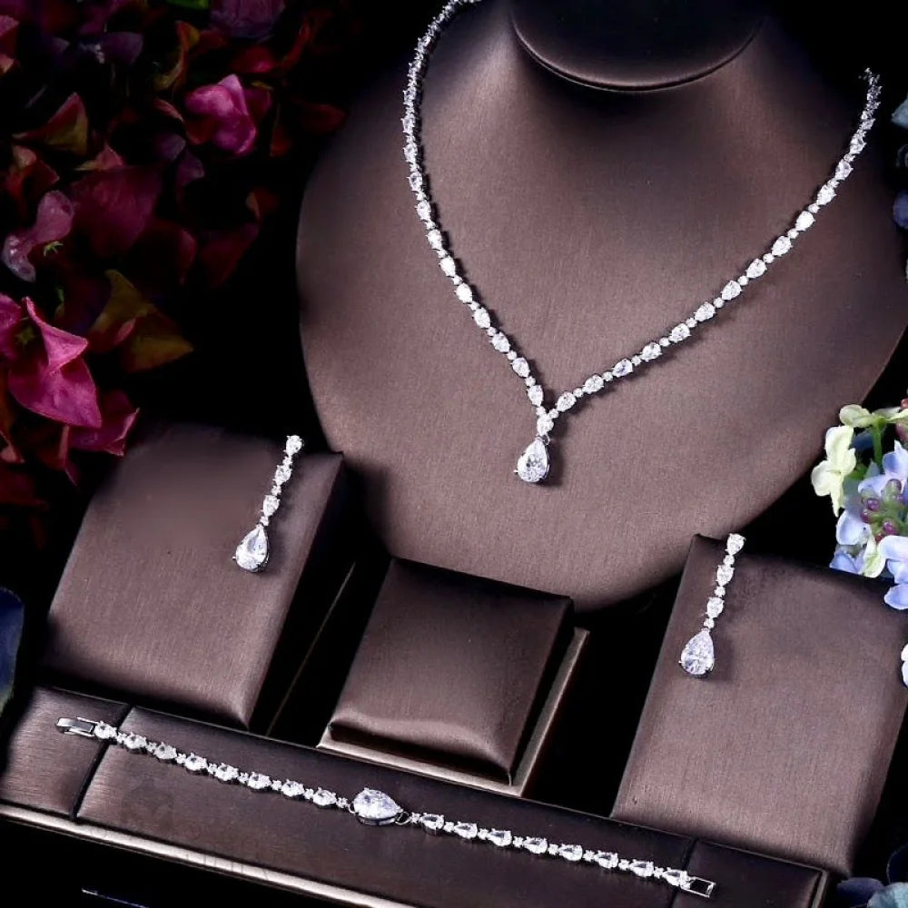 Marion Silver Cubic Zirconia Three-Piece Bridal Jewelry Set