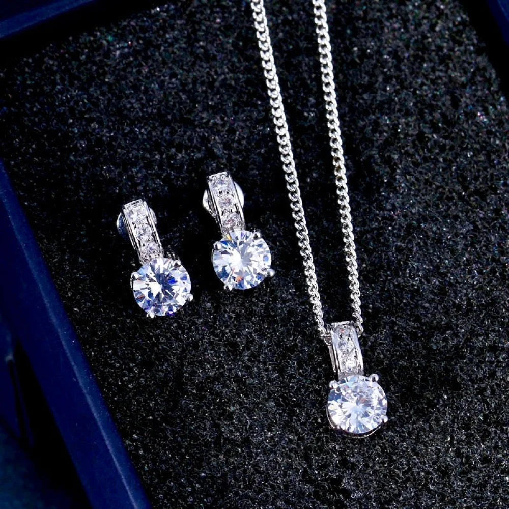 Marisol Silver Bridal Jewelry Set With Cubic Zirconia