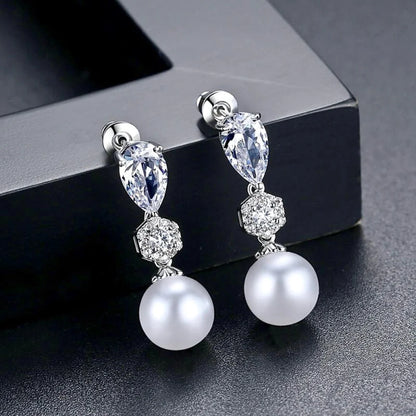 Marissa Pearl And Cz Bridal Earrings