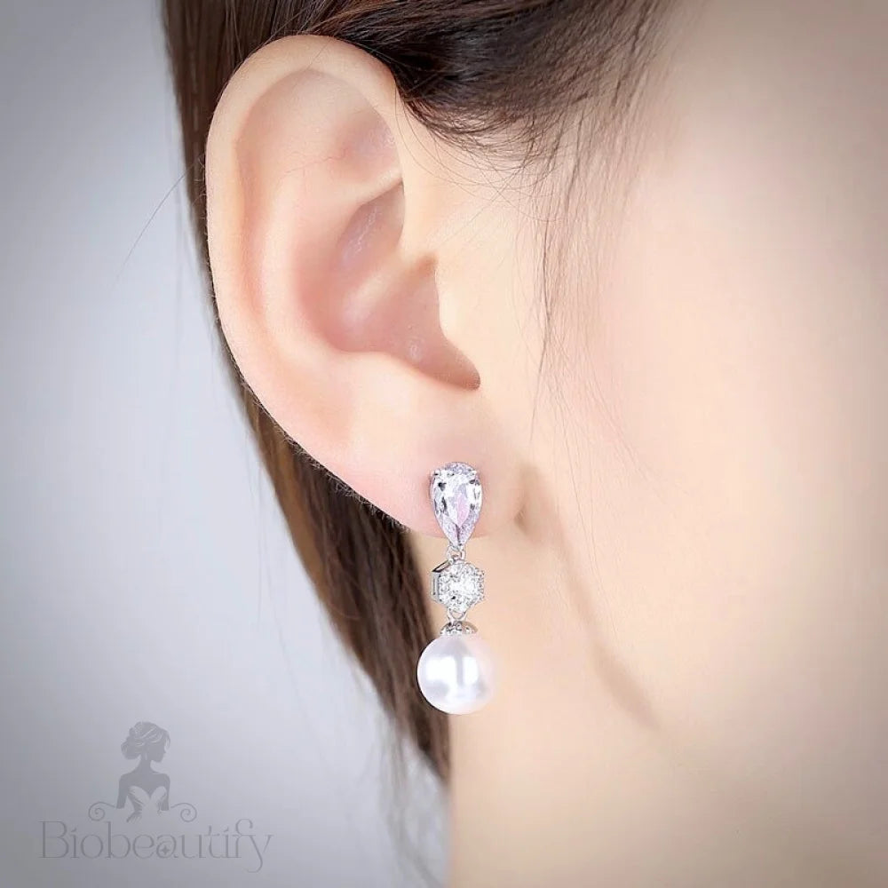 Marissa Pearl And Cz Bridal Earrings