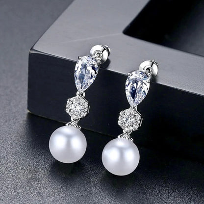 Marissa Pearl And Cz Bridal Earrings