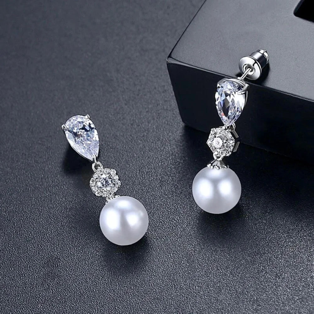 Marissa Pearl And Cz Bridal Earrings