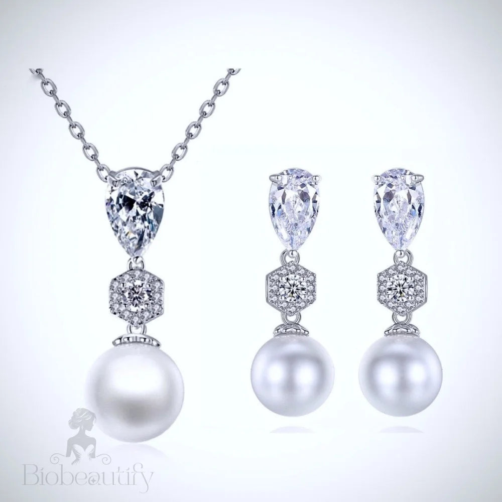 Marissa Pearl Cubic Zirconia Bridal Jewelry Set