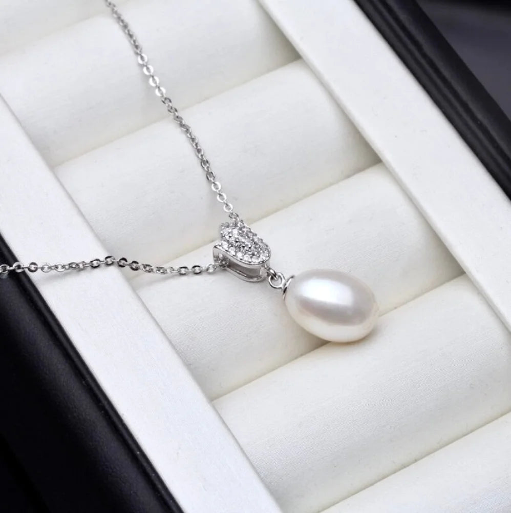 Pearl Wedding Jewelry - Freshwater Pearl Sterling Silver 925 Bridal Necklace