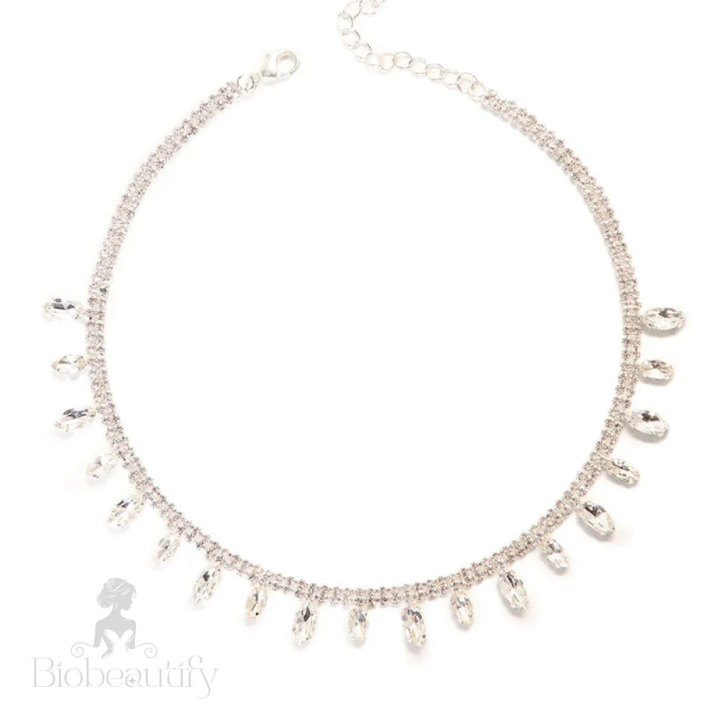 Marquise Cut Crystal Drop Necklace - Silver One Size /