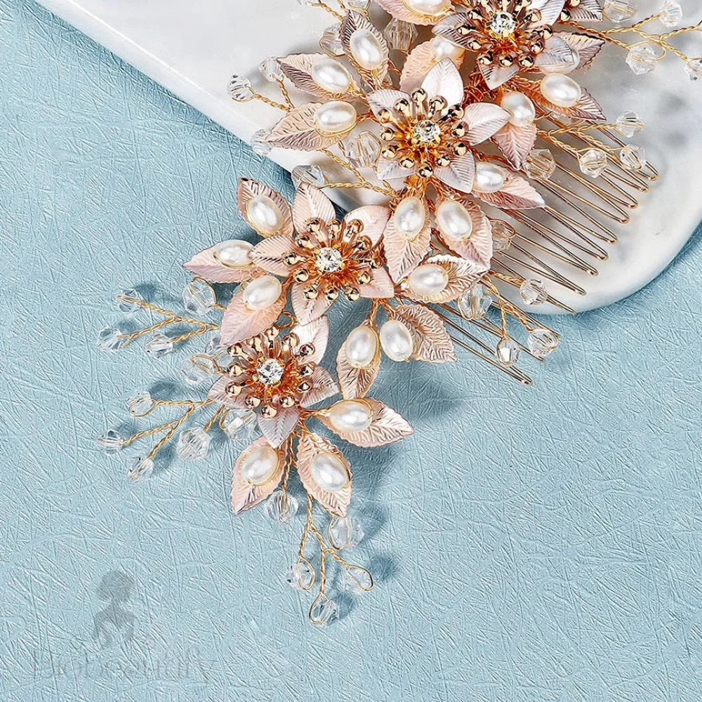 Martina Hair Comb With Pearls And Crystals - Gold Silver Options