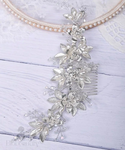 Martina Hair Comb With Pearls And Crystals - Gold Silver Options