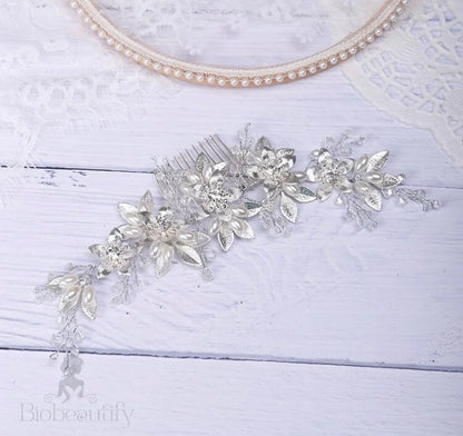 Martina Hair Comb With Pearls And Crystals - Gold Silver Options