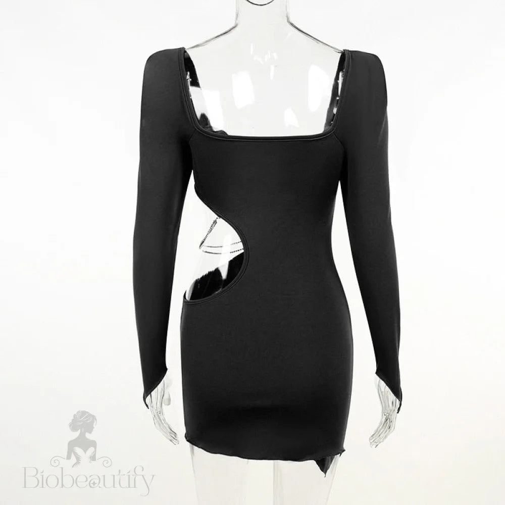 Mary Rhinestone Chain Cut Out Dress