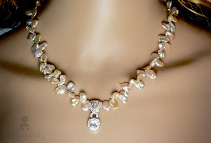 Maura Keshi Pearl And Cubic Zirconia Bridal Necklace Earring Set