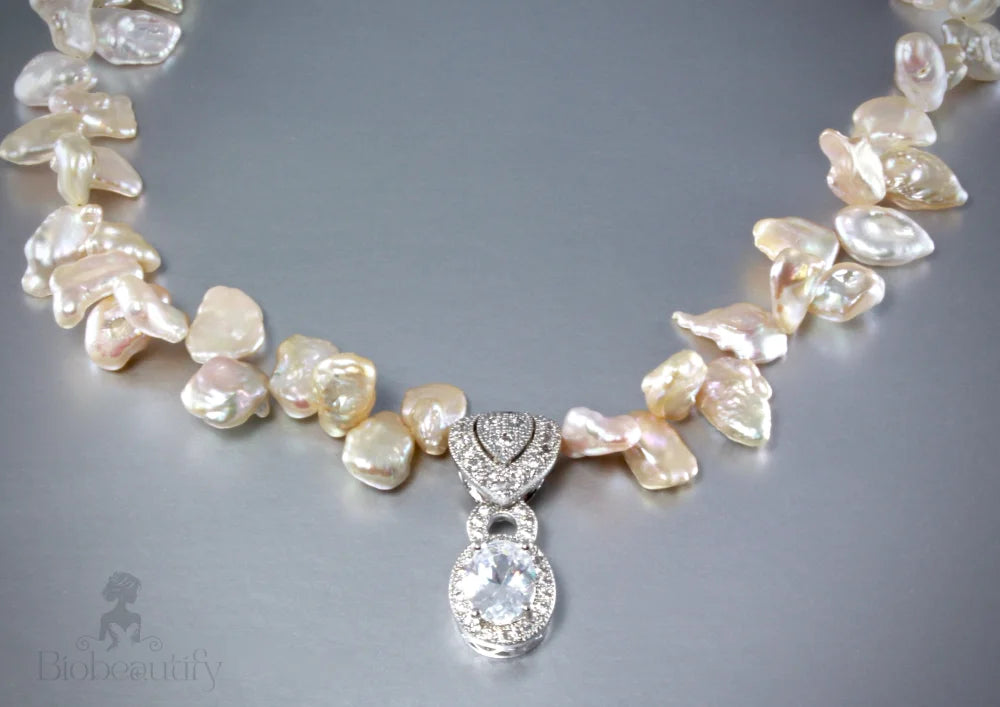 Maura Keshi Pearl And Cubic Zirconia Bridal Necklace Earring Set