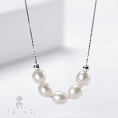 Mave Natural Pearl 925 Silver Bridal Necklace