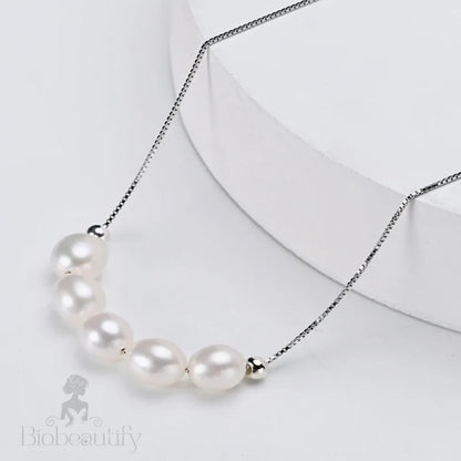 Mave Natural Pearl 925 Silver Bridal Necklace