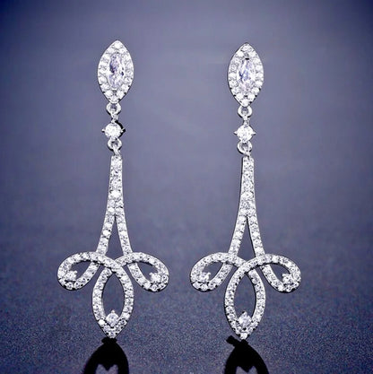 Wedding Jewelry - Cubic Zirconia Bridal Earrings - Available in Silver and Rose Gold