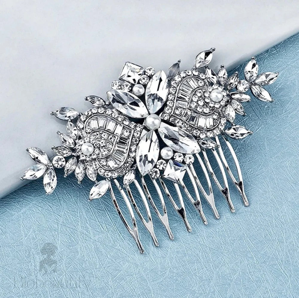 Merida Bridal Hair Comb With Pearls And Crystals In Gold Silver