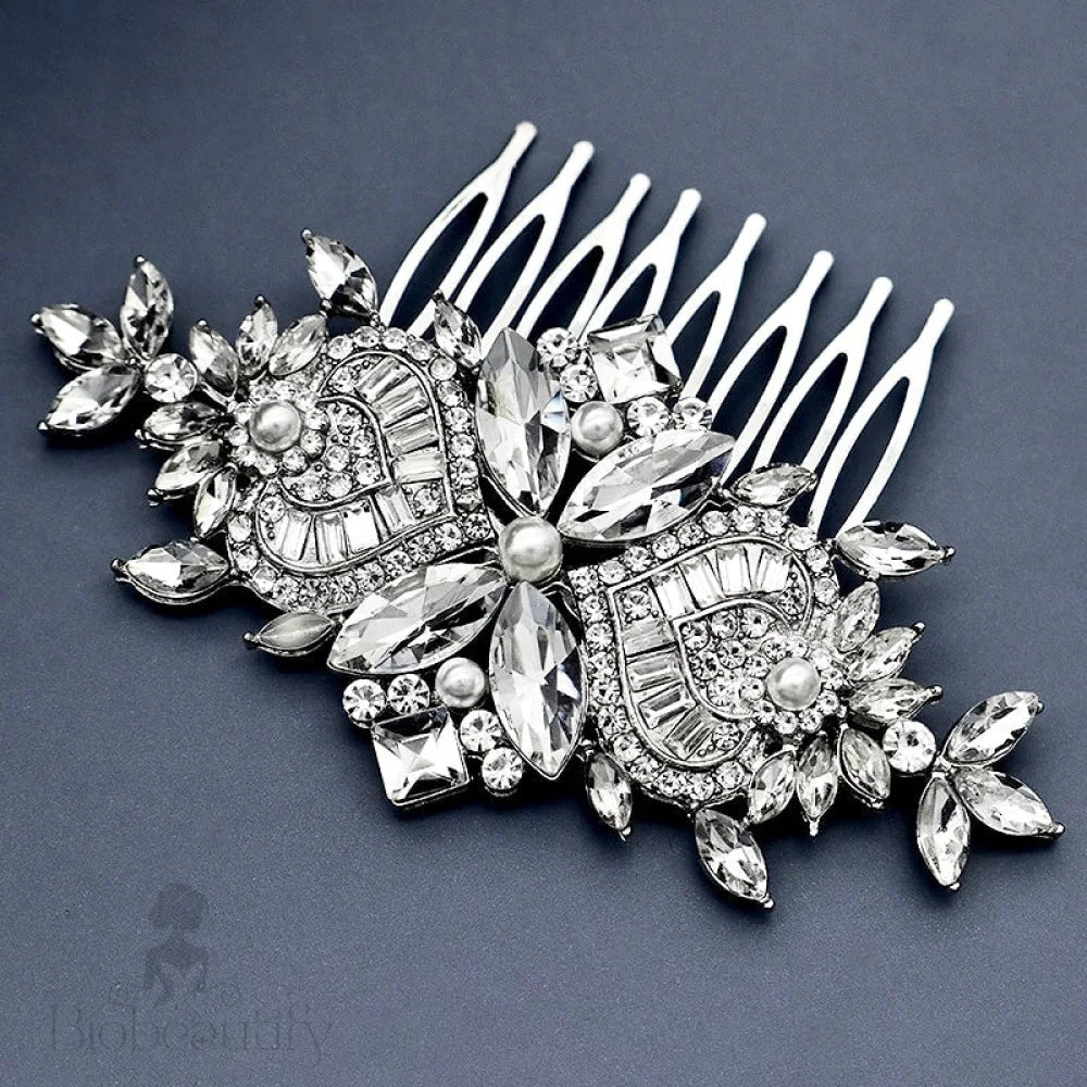 Merida Bridal Hair Comb With Pearls And Crystals In Gold Silver