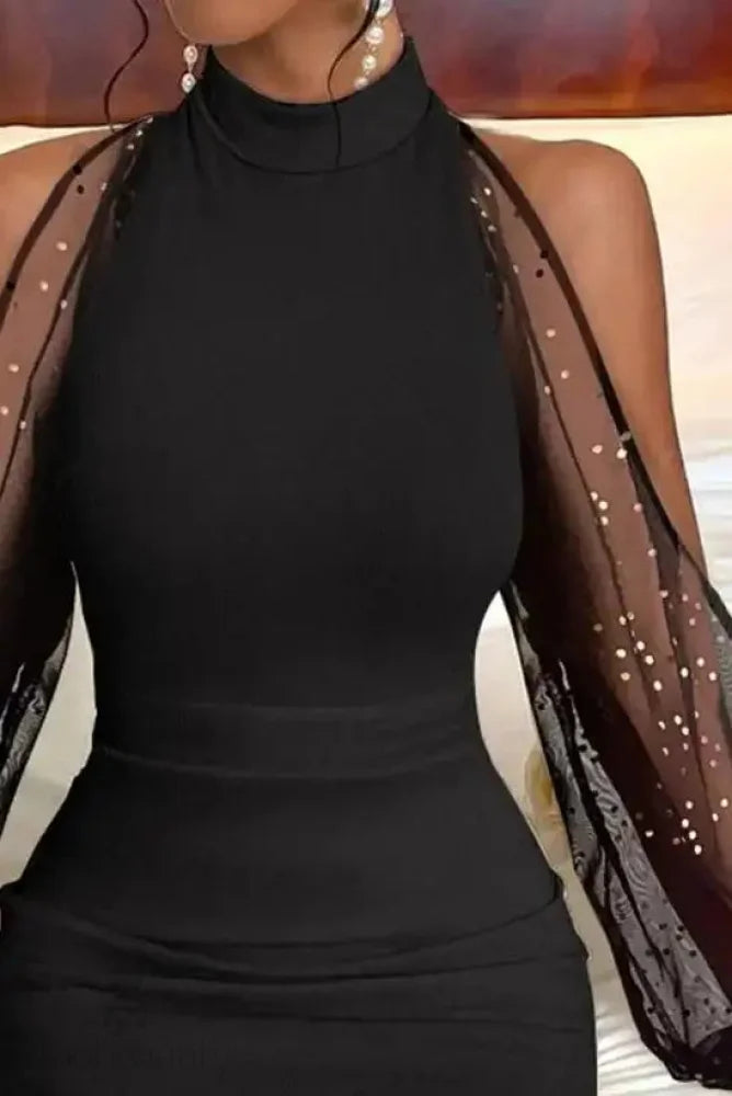 Mesh Sequin Bodycon Mini Dress