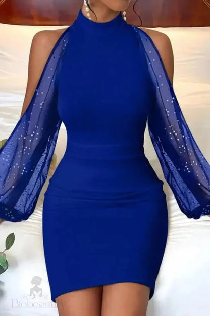 Mesh Sequin Bodycon Mini Dress