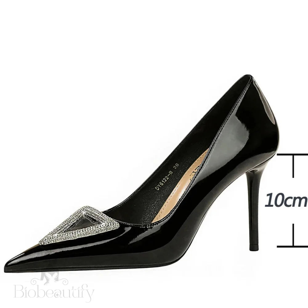 Metal Buckle Rhinestone High Heel Women Pumps