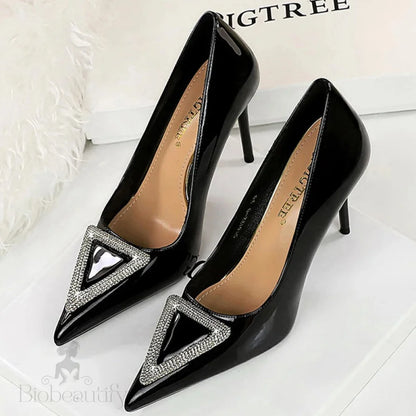 Metal Buckle Rhinestone High Heel Women Pumps