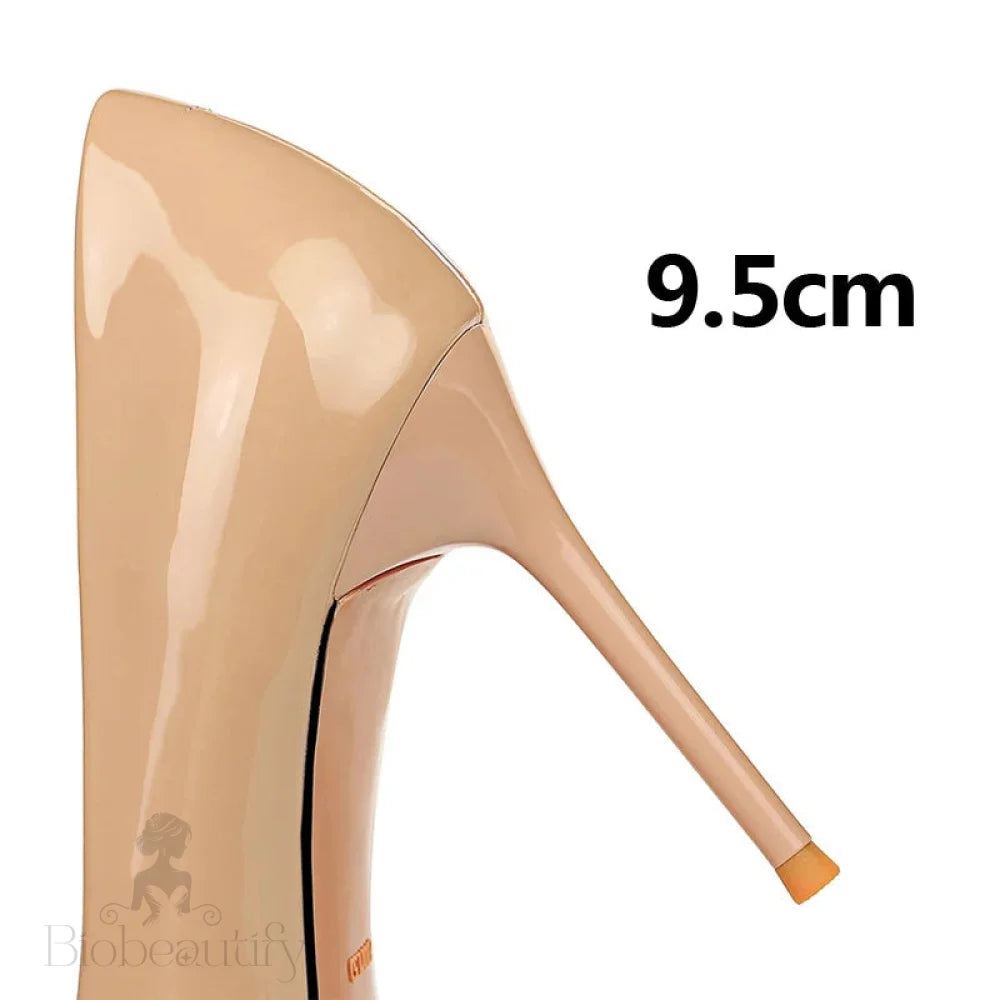 Metal Button Woman Pumps Patent Leather High Heels Sexy Party Shoes Stiletto Luxurious