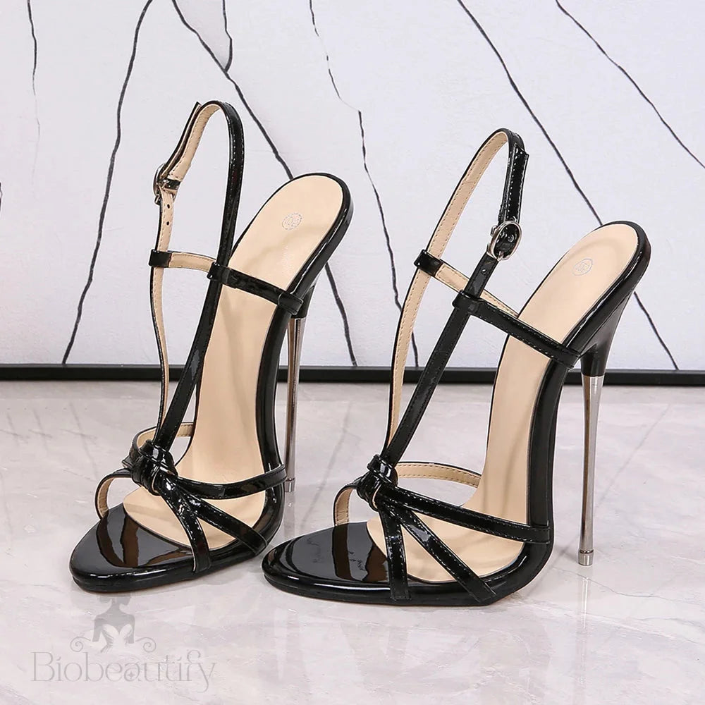 Metal Heel Strappy Stiletto Sandals For Women 16Cm High Summer Style