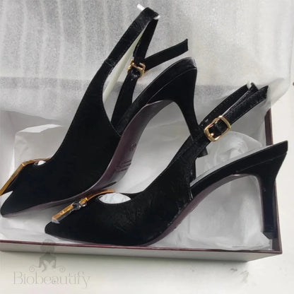 Metal Kitten Heels Hollow High Woman Pumps Sexy Party Shoes