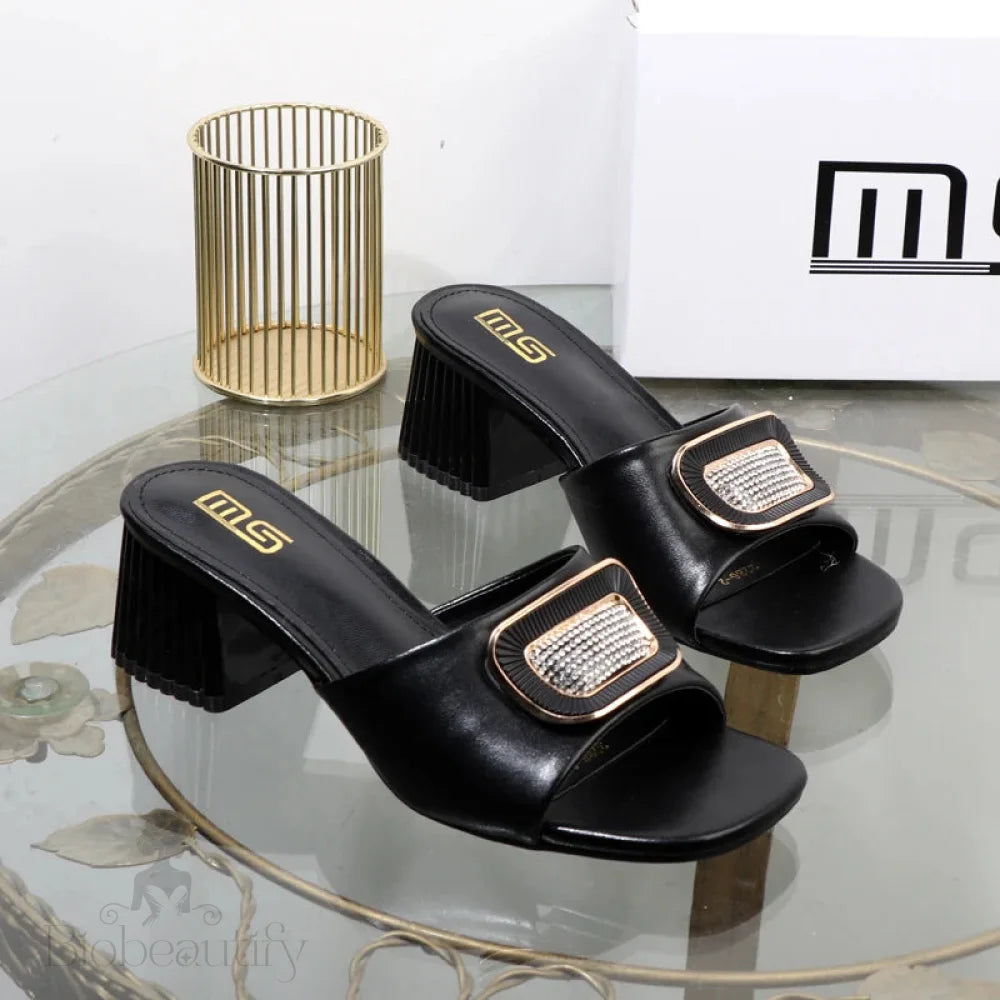 Metal Square Buckle Slippers For Plus Size Women Perfect Summer