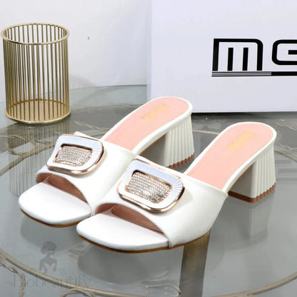 Metal Square Buckle Slippers For Plus Size Women Perfect Summer