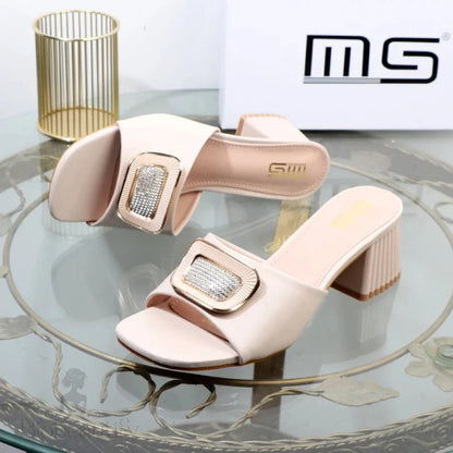 Metal Square Buckle Slippers For Plus Size Women Perfect Summer