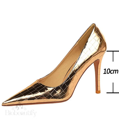 Metal Stone Pattern Woman Pumps High Heels For Wedding - Quality