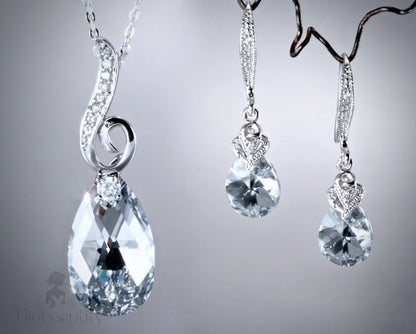 Mia Swarovski Crystal Sterling Silver Jewelry Set