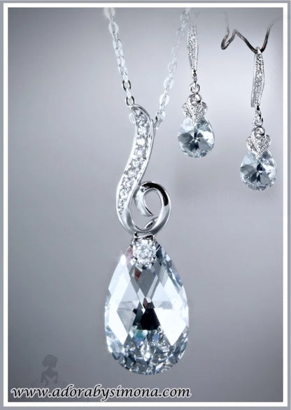 Mia Swarovski Crystal Sterling Silver Jewelry Set