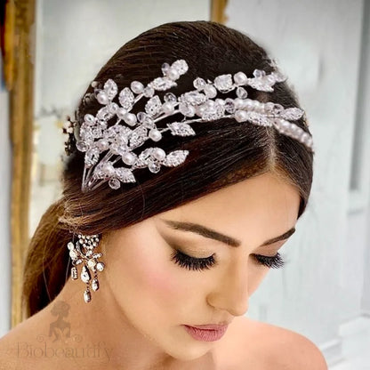 Wedding Hair Accessories - Pearl and Crystal Bridal Headband - Available in Silver and Gold