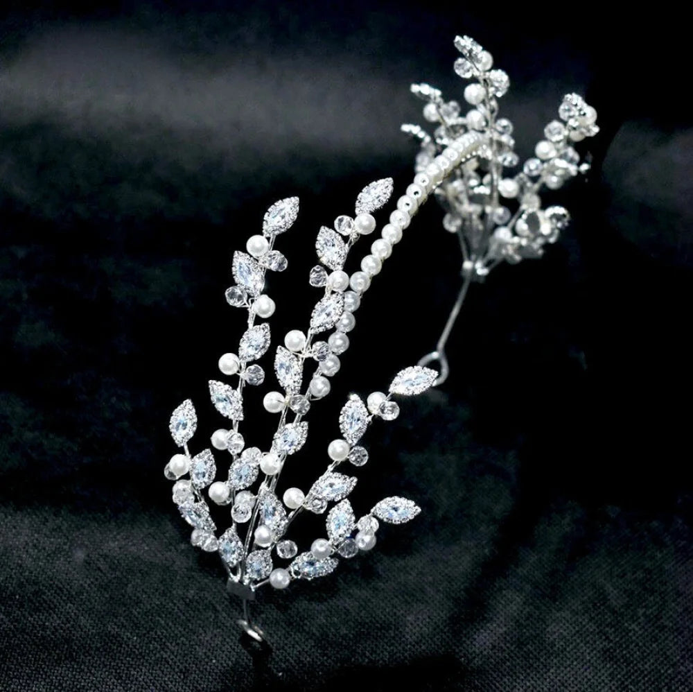 Miami Pearl And Crystal Bridal Headband Silver Gold Options