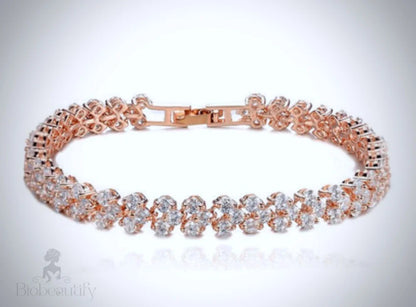 Milan Rose Gold Bracelet And Earrings Set With Cubic Zirconia