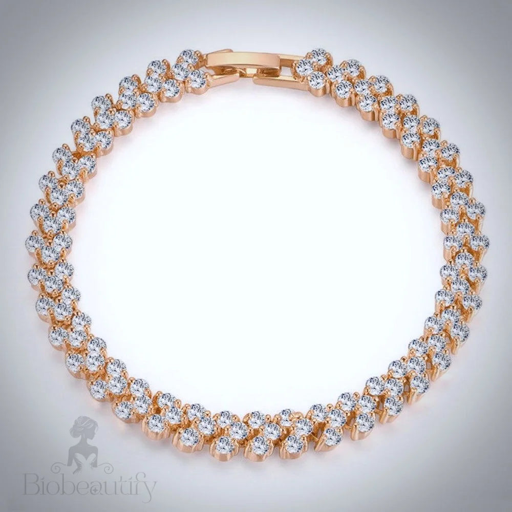 Milan Rose Gold Bracelet And Earrings Set With Cubic Zirconia