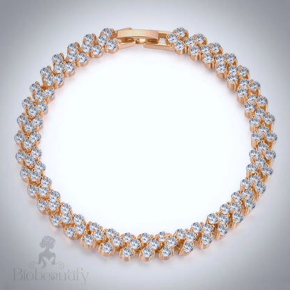 Milan Rose Gold Bracelet And Earrings Set With Cubic Zirconia