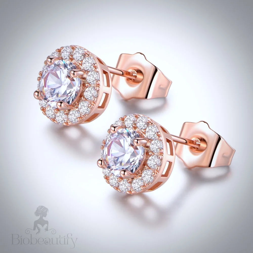 Milan Rose Gold Bracelet And Earrings Set With Cubic Zirconia