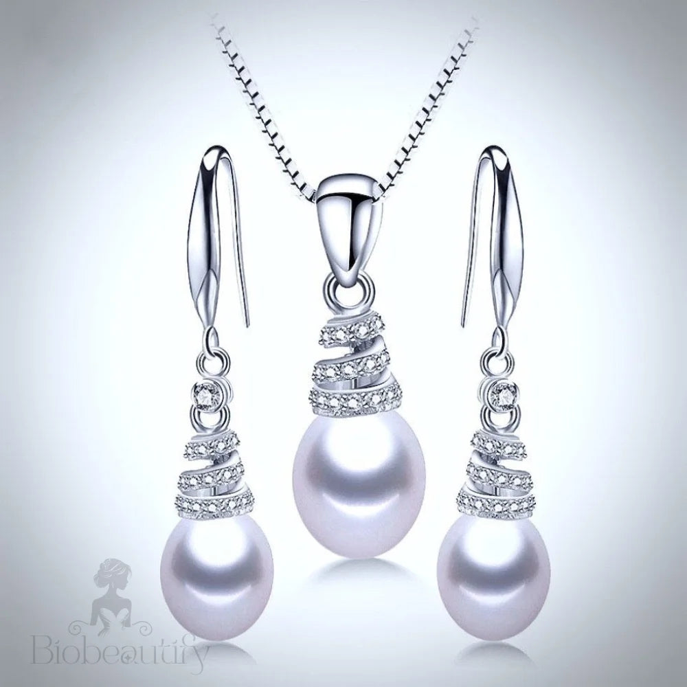 Milena Freshwater Pearl And Sterling Silver Wedding Jewelry Set