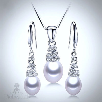 Milena Freshwater Pearl And Sterling Silver Wedding Jewelry Set