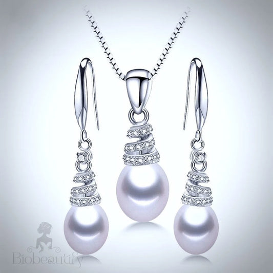 Milena Freshwater Pearl And Sterling Silver Wedding Jewelry Set